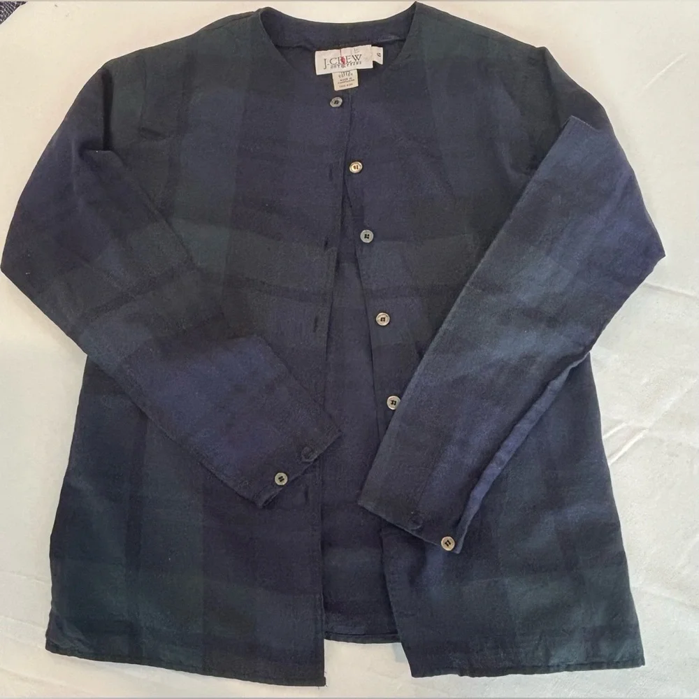 Vintage J.Crew Collarless Button Up Shirt with Matching Skirt - Picture 1 of 4